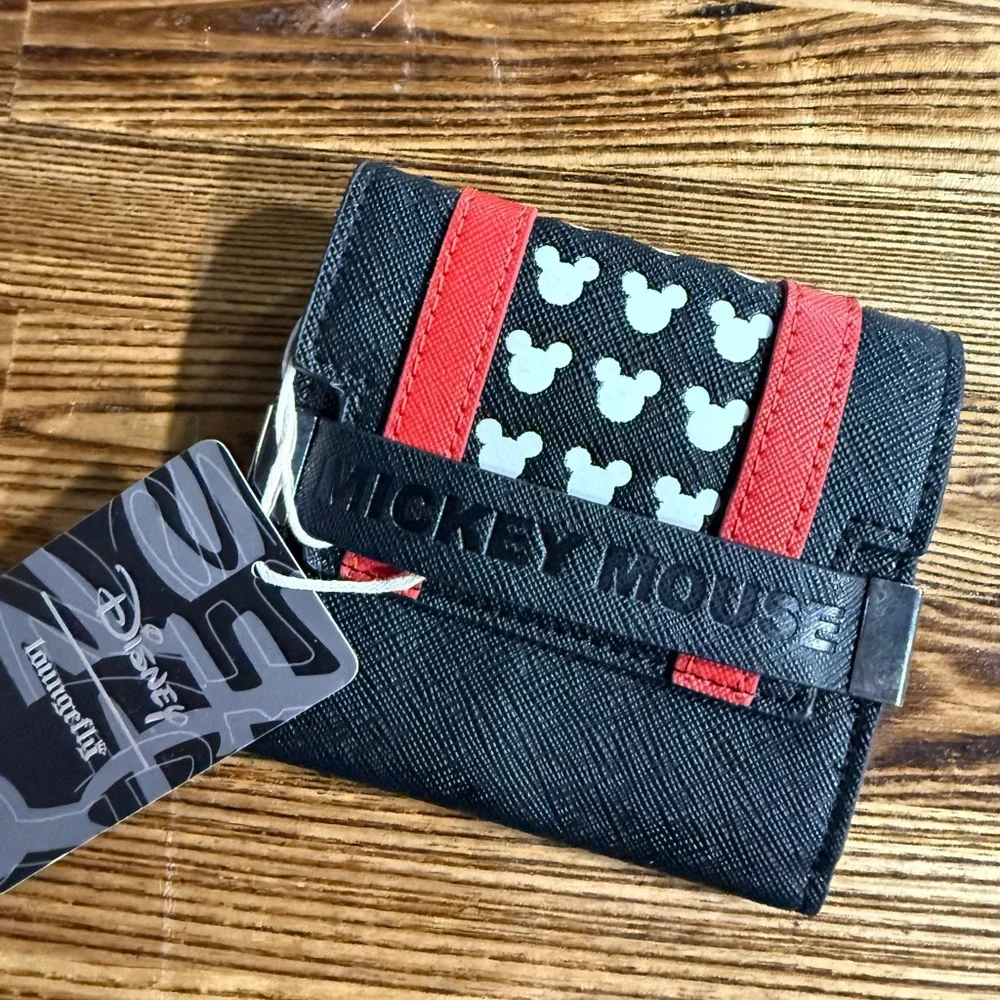 Loungefly Disney Mickey Mouse Cardholder Wallet Black Red NWT‎